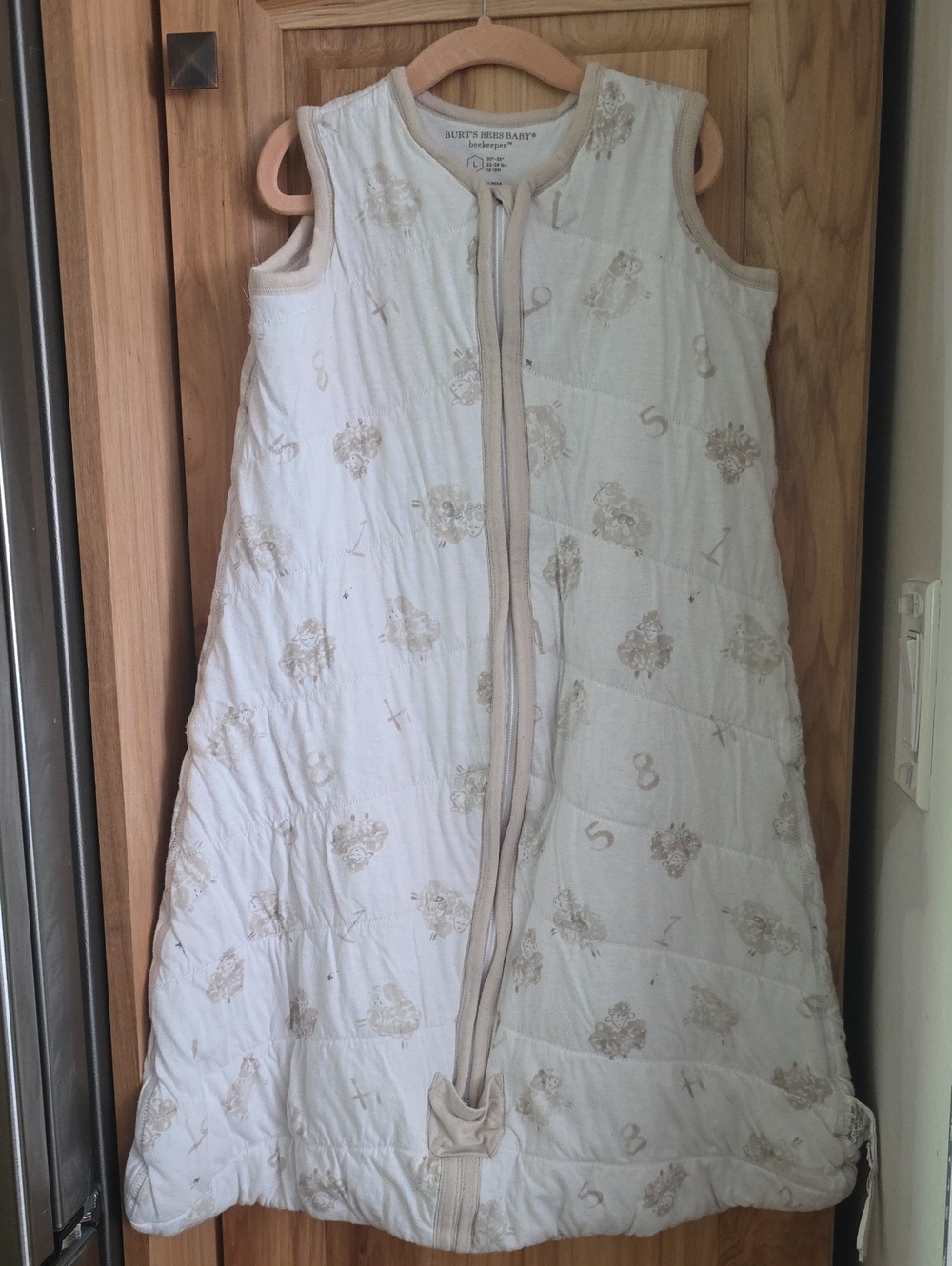Burt's Bees Baby Cream Printed Sleeveless Sleep Sack (L) 22-28LBS